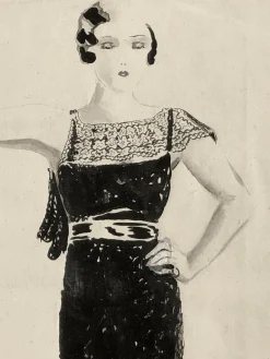 Lucy Croffin, Art Deco Fashion Artwork, 1932, Tusche oder Aquarell auf Papier, gerahmt