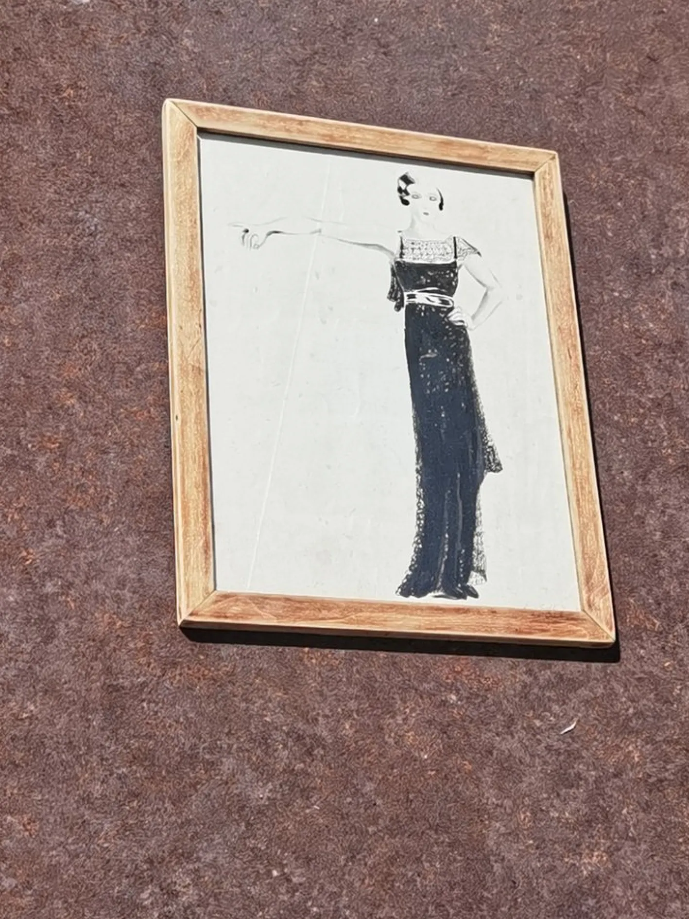 Lucy Croffin, Art Deco Fashion Artwork, 1932, Tusche oder Aquarell auf Papier, gerahmt