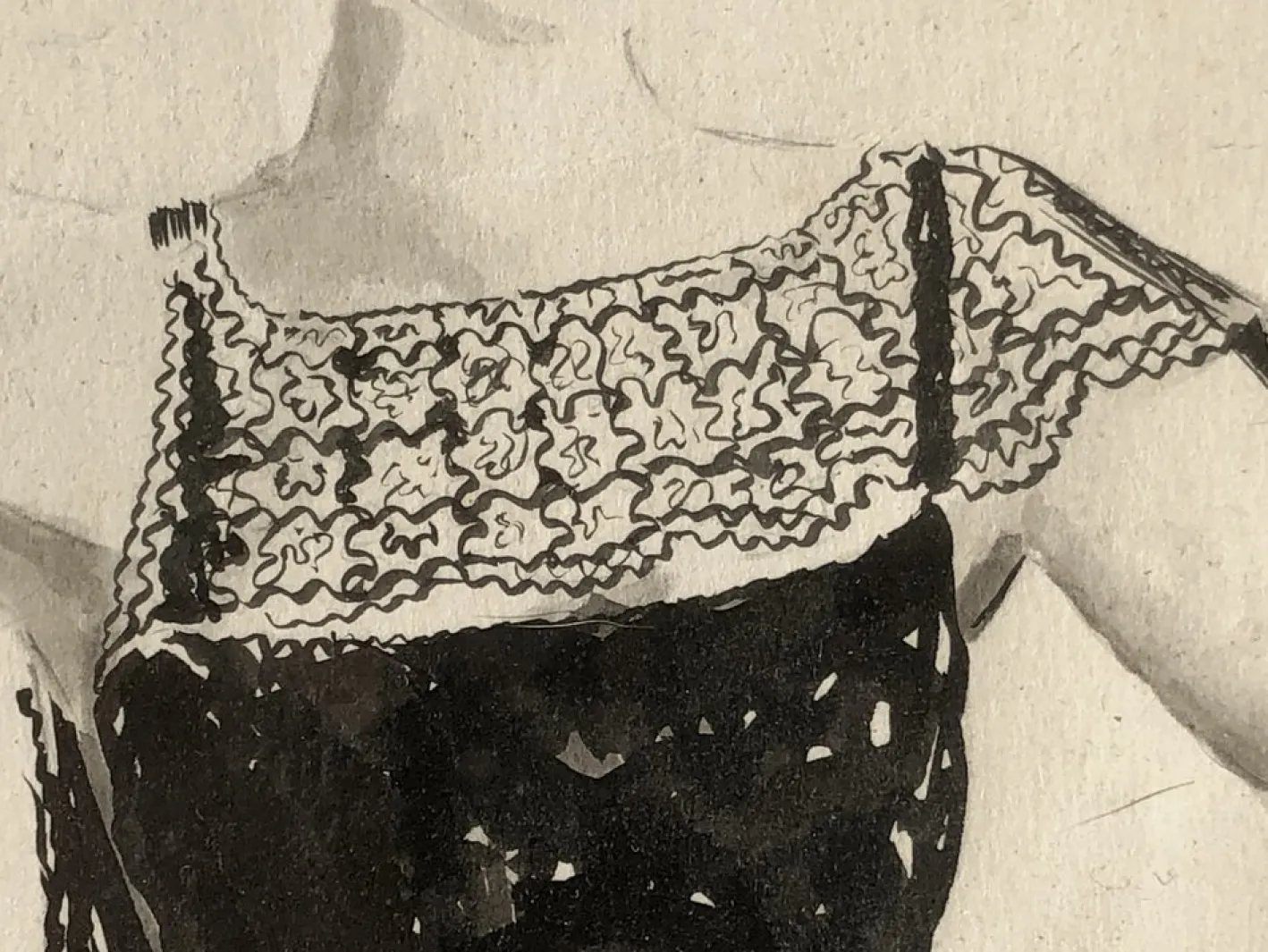 Lucy Croffin, Art Deco Fashion Artwork, 1932, Tusche oder Aquarell auf Papier, gerahmt