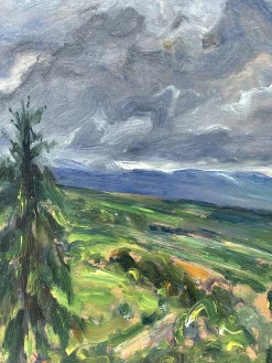 Luigi Scarpa Croce, Landschaften, Ende der 1950er, Öl auf Karton Gemälde, 2er Set