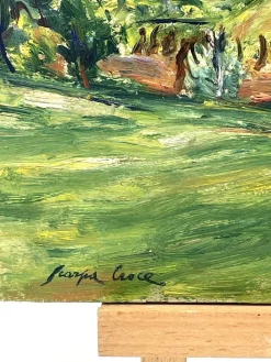 Luigi Scarpa Croce, Landschaften, Ende der 1950er, Öl auf Karton Gemälde, 2er Set