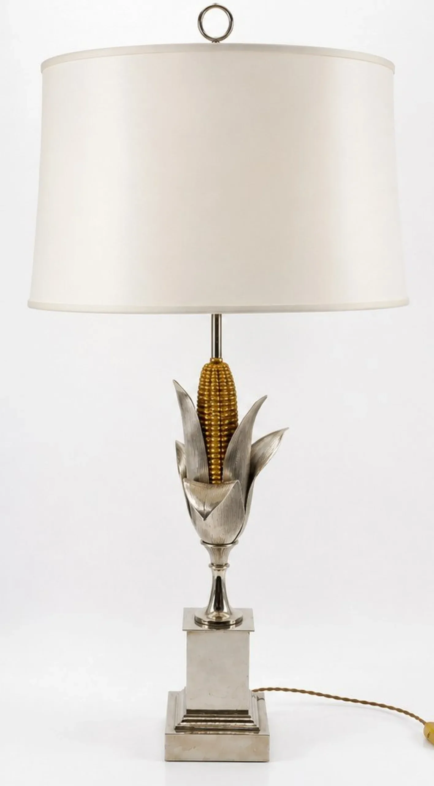 Maiskolben Lampe aus Versilberter und Vergoldeter Bronze von Maison Charles, France, 1970