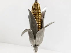 Maiskolben Lampe aus Versilberter und Vergoldeter Bronze von Maison Charles, France, 1970
