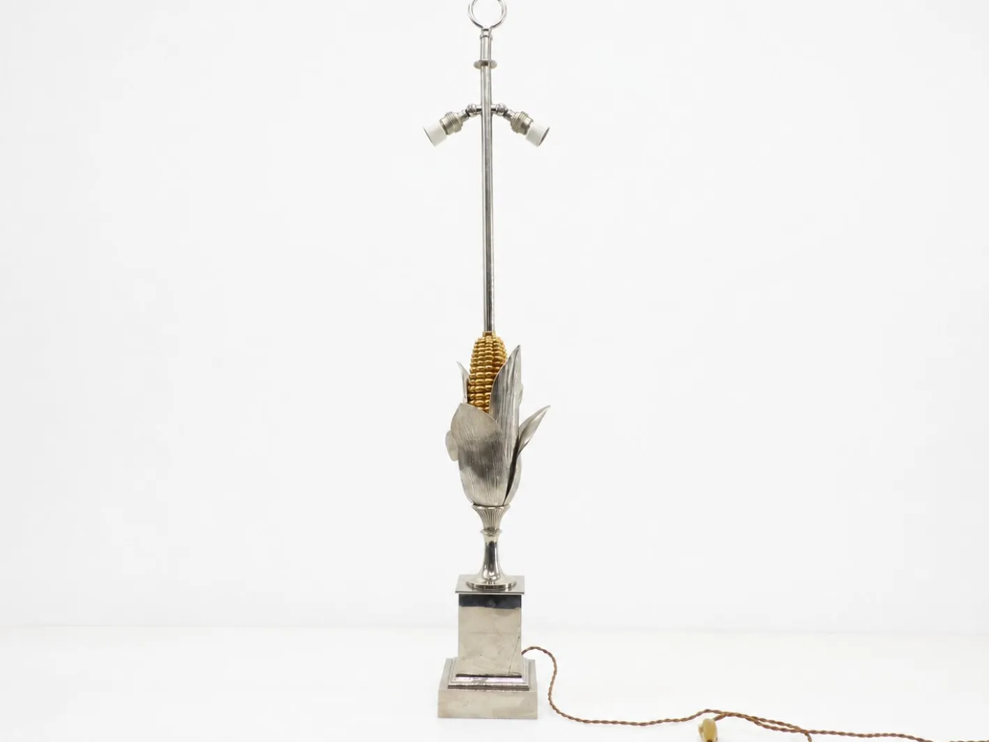 Maiskolben Lampe aus Versilberter und Vergoldeter Bronze von Maison Charles, France, 1970