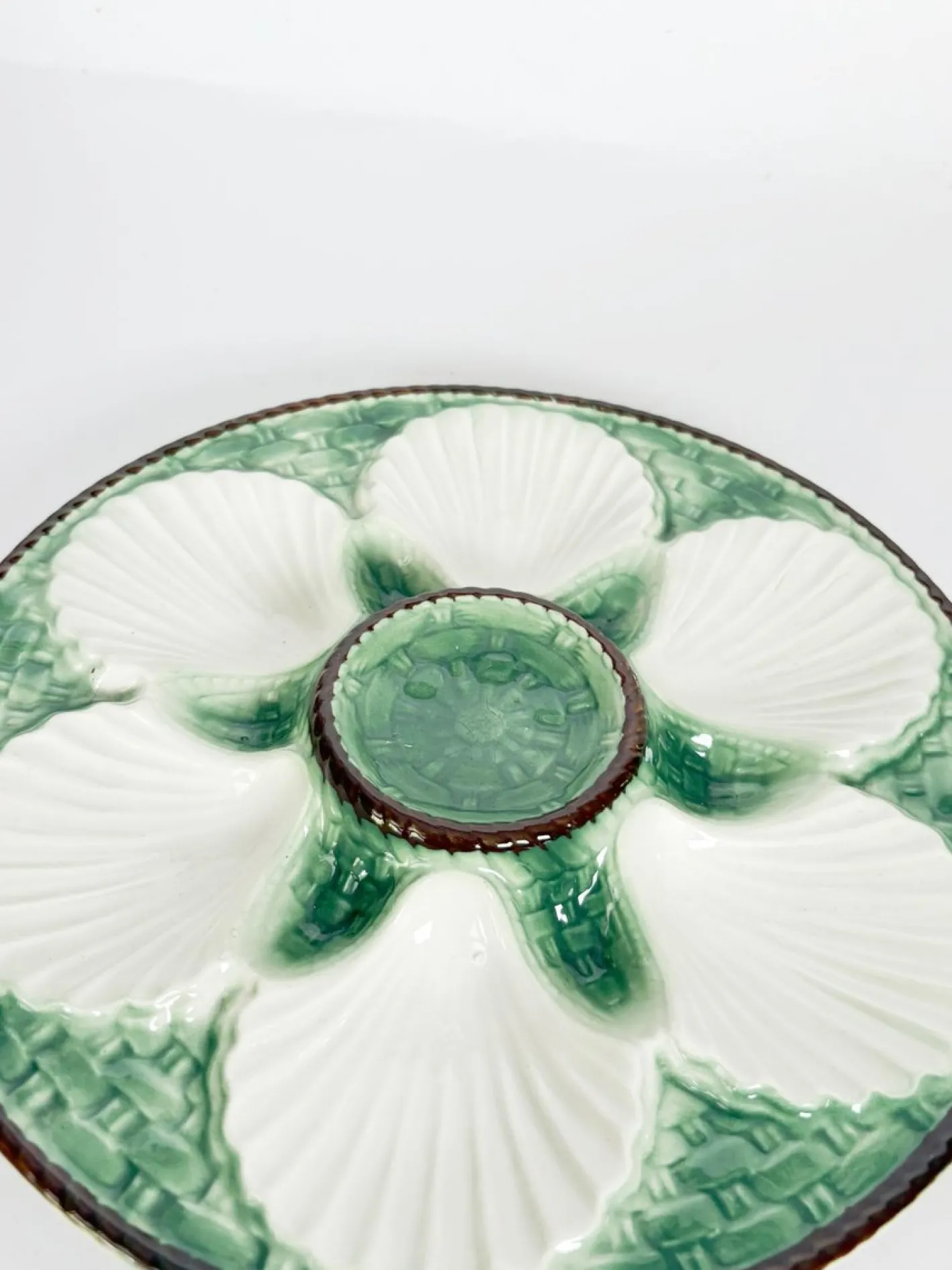 Majolica Austernteller, Frankreich, 1920er, 2er Set