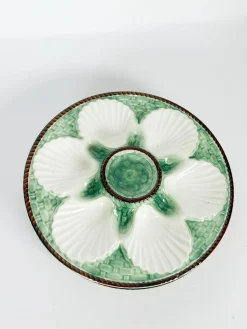 Majolica Austernteller, Frankreich, 1920er, 2er Set