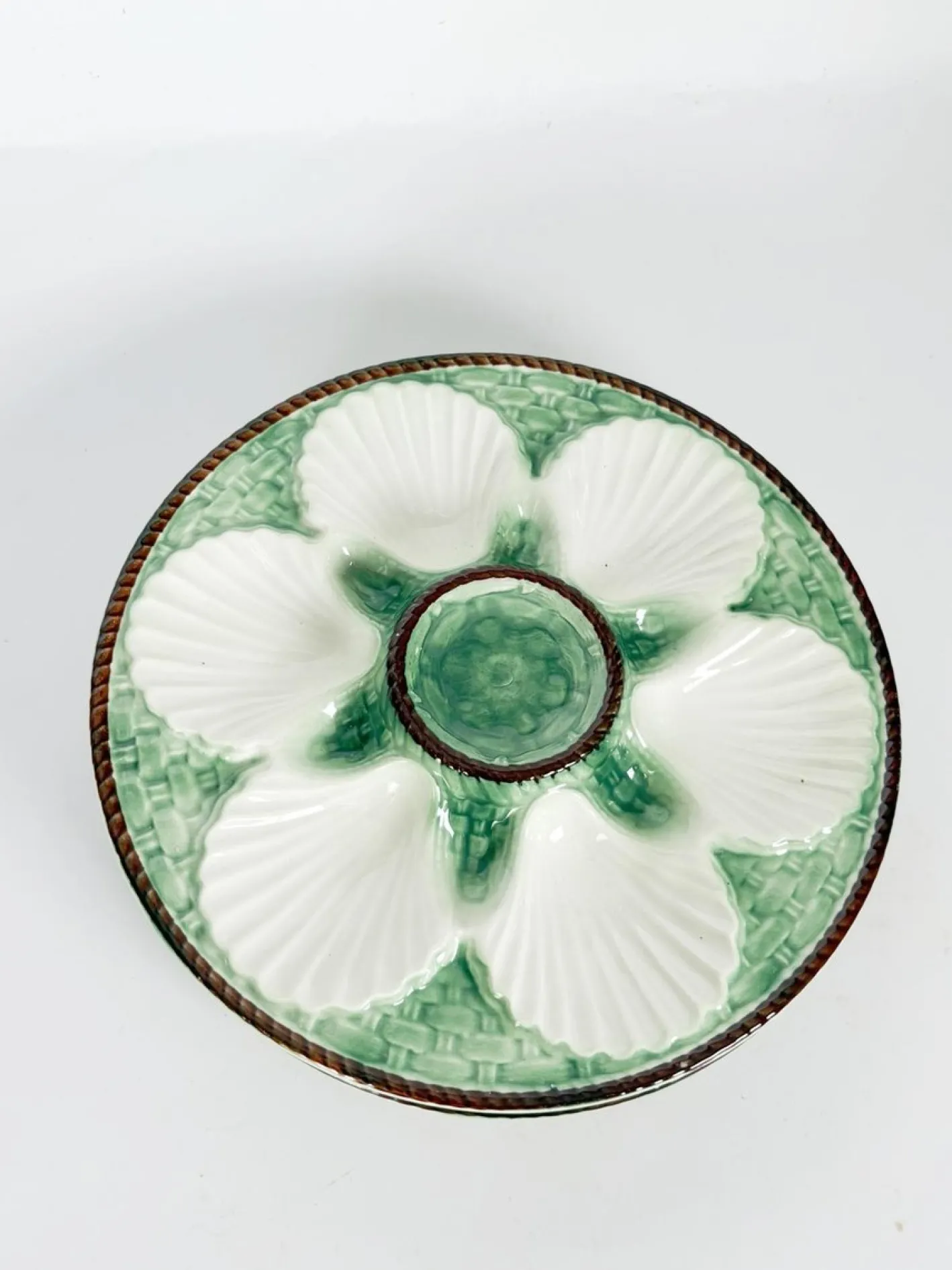 Majolica Austernteller, Frankreich, 1920er, 2er Set