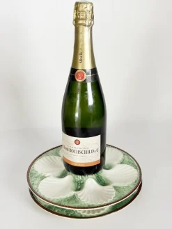 Majolica Austernteller, Frankreich, 1920er, 2er Set