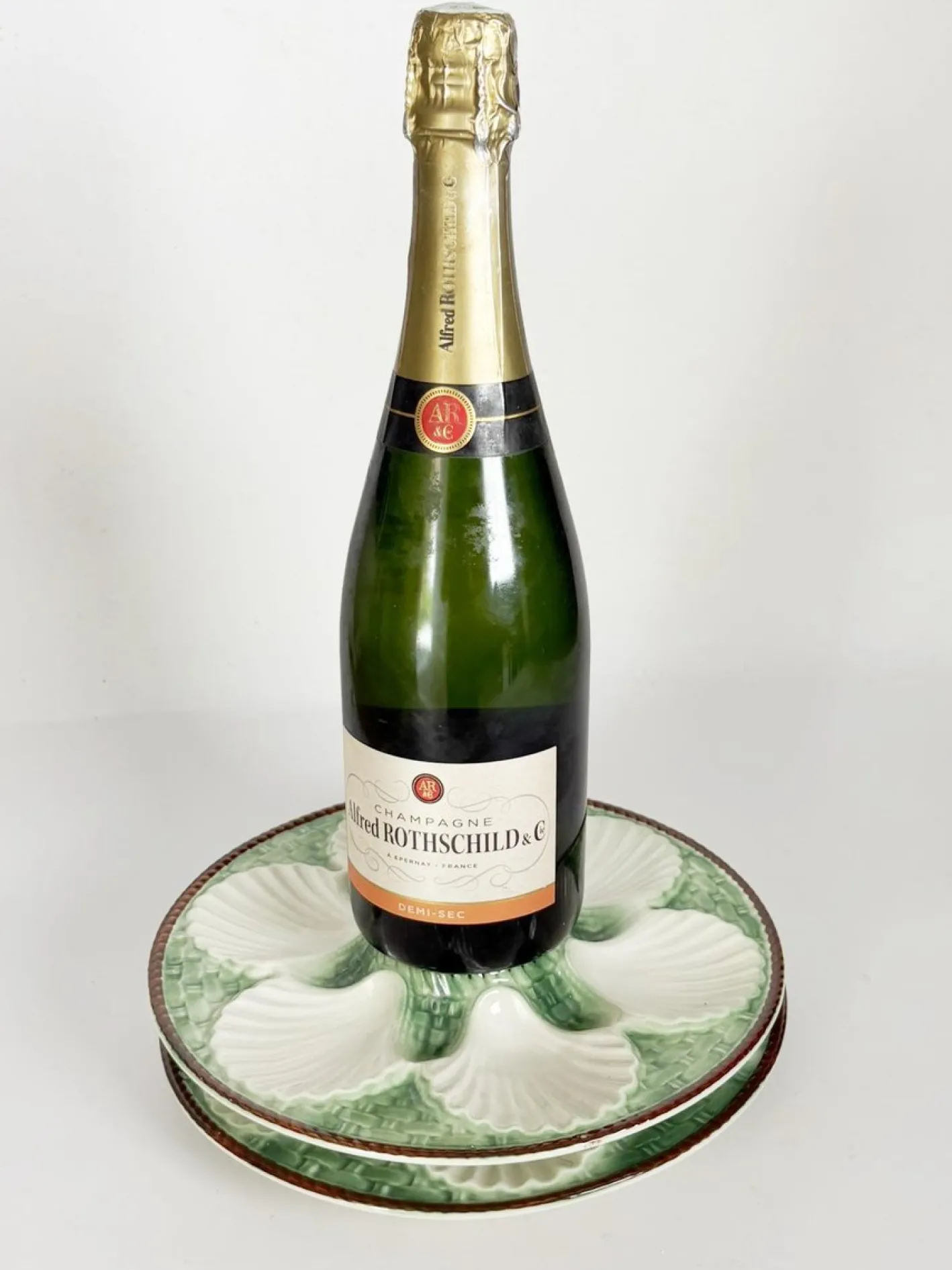 Majolica Austernteller, Frankreich, 1920er, 2er Set