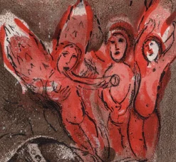 Marc Chagall, Sara et les Anges (Sarah and the Angels), Akt, 1960, Original Lithographie