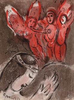 Marc Chagall, Sara et les Anges (Sarah and the Angels), Akt, 1960, Original Lithographie