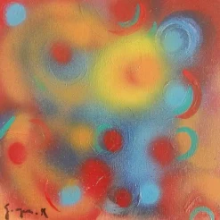Martine Goeyens, Circles, 2018, Acryl auf Holztafel
