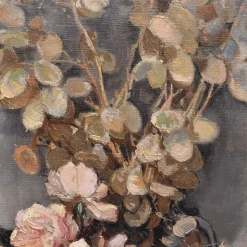 Maurice Alfred Decamps, Art Deco Stilleben mit Vase mit weißen Rosen, 1920er-1940er, Öl auf Leinwand