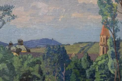 Max Kahrer, Landschaft Stift Klosterneuburg, 1919, Ölgemälde, gerahmt