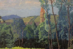 Max Kahrer, Landschaft Stift Klosterneuburg, 1919, Ölgemälde, gerahmt