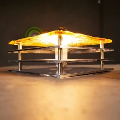 Mazzega Stil Wandlampe aus Stahl und Bernstein, 1970er, 2er Set