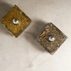 Mazzega Stil Wandlampe aus Stahl und Bernstein, 1970er, 2er Set