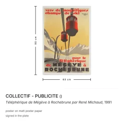 Megève to Rochebrune Seilbahn Werbeposter von René Michaud, 1991