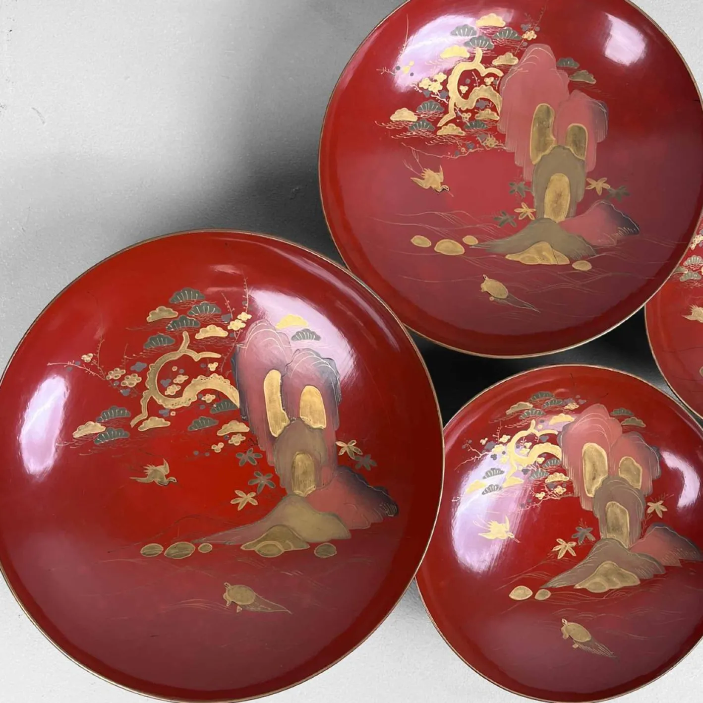 Meiji Periode Sakazuki Maki-e 蒔絵 Lackwaren, Japan, 1890er, 5er Set