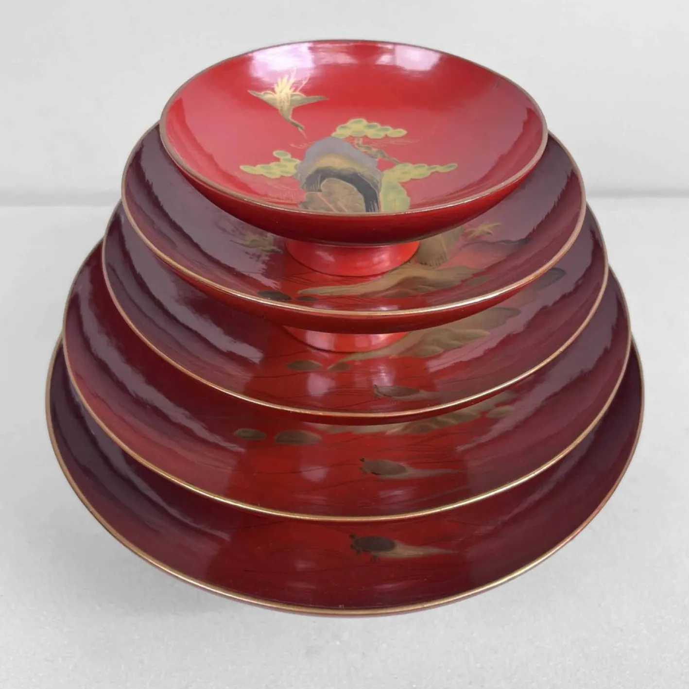 Meiji Periode Sakazuki Maki-e 蒔絵 Lackwaren, Japan, 1890er, 5er Set