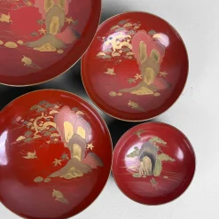 Meiji Periode Sakazuki Maki-e 蒔絵 Lackwaren, Japan, 1890er, 5er Set