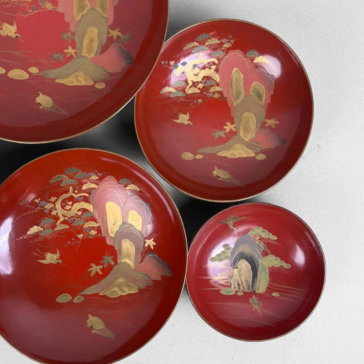 Meiji Periode Sakazuki Maki-e 蒔絵 Lackwaren, Japan, 1890er, 5er Set