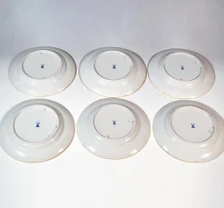 Meissen B-Form Kaffeeservice für 6 Personen mit Lila, Vergoldetem und Blumendekor, 20. Jahrhundert, 22 Set