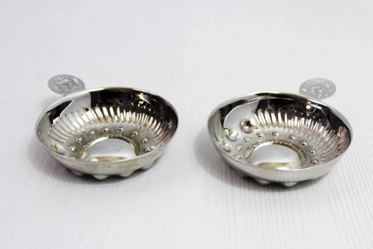 Meursault Tastevins aus versilbertem Metall, 1960er, 2er Set