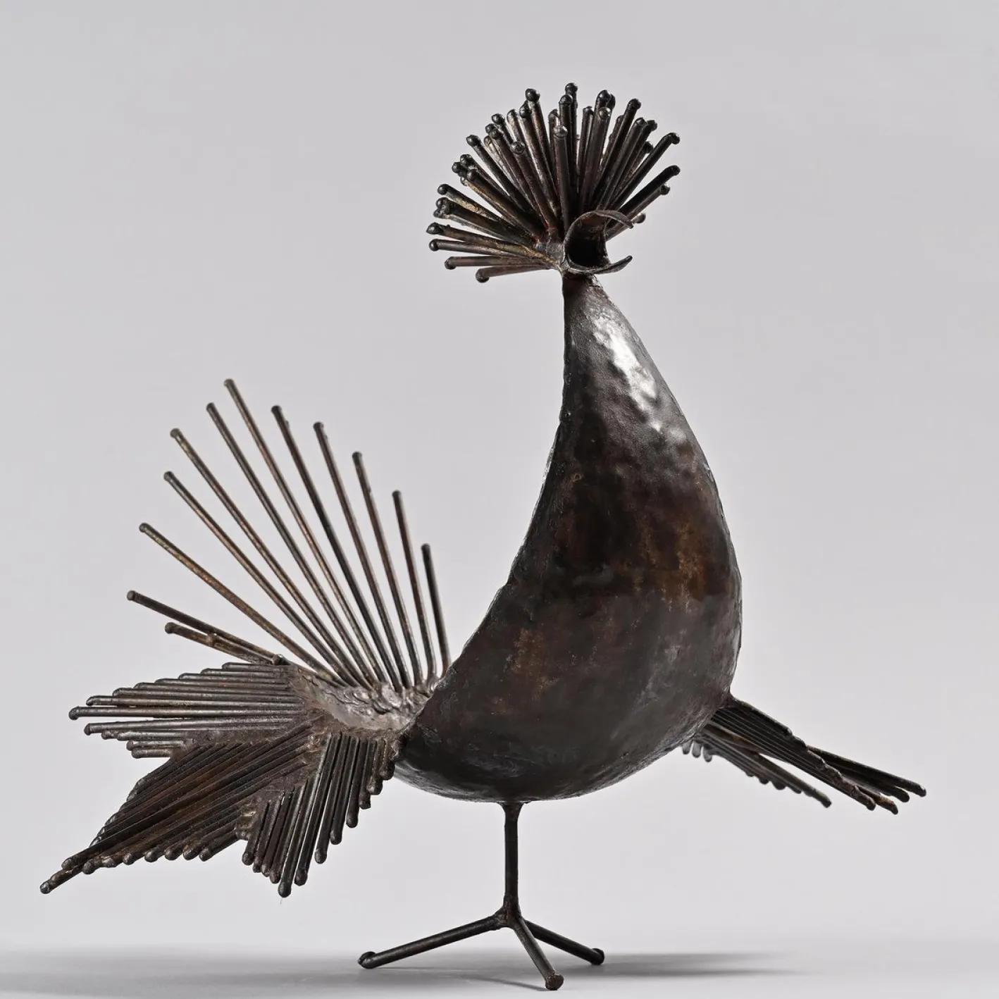 Michel Anasse, Skulptur eines Hahns, 1960er, Eisen