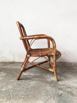 Mid-Century Babystuhl aus Rattan & Bambus, 1950er