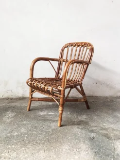 Mid-Century Babystuhl aus Rattan & Bambus, 1950er