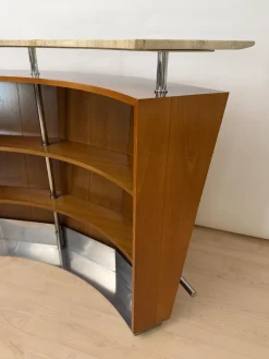 Mid-Century Bar aus Teakholz, Metall und Travertin, Italien, 1970