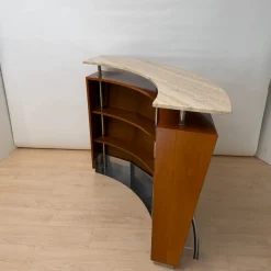 Mid-Century Bar aus Teakholz, Metall und Travertin, Italien, 1970