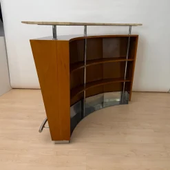 Mid-Century Bar aus Teakholz, Metall und Travertin, Italien, 1970