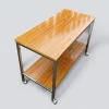 Mid-Century Barwagen aus Nussholz & Chrom