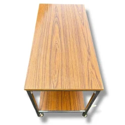 Mid-Century Barwagen aus Nussholz & Chrom