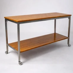 Mid-Century Barwagen aus Nussholz & Chrom