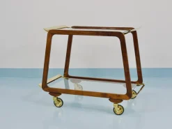 Mid-Century Barwagen aus Nussholz & Messing von Oswald Haerdtl, 1950er