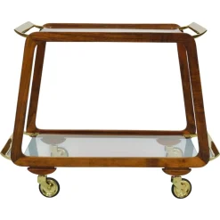 Mid-Century Barwagen aus Nussholz & Messing von Oswald Haerdtl, 1950er