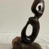 Mid-Century Ebenholz Handbemalte Meerjungfrau Skulptur, 1968