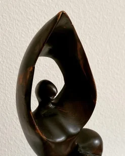 Mid-Century Ebenholz Handbemalte Meerjungfrau Skulptur, 1968