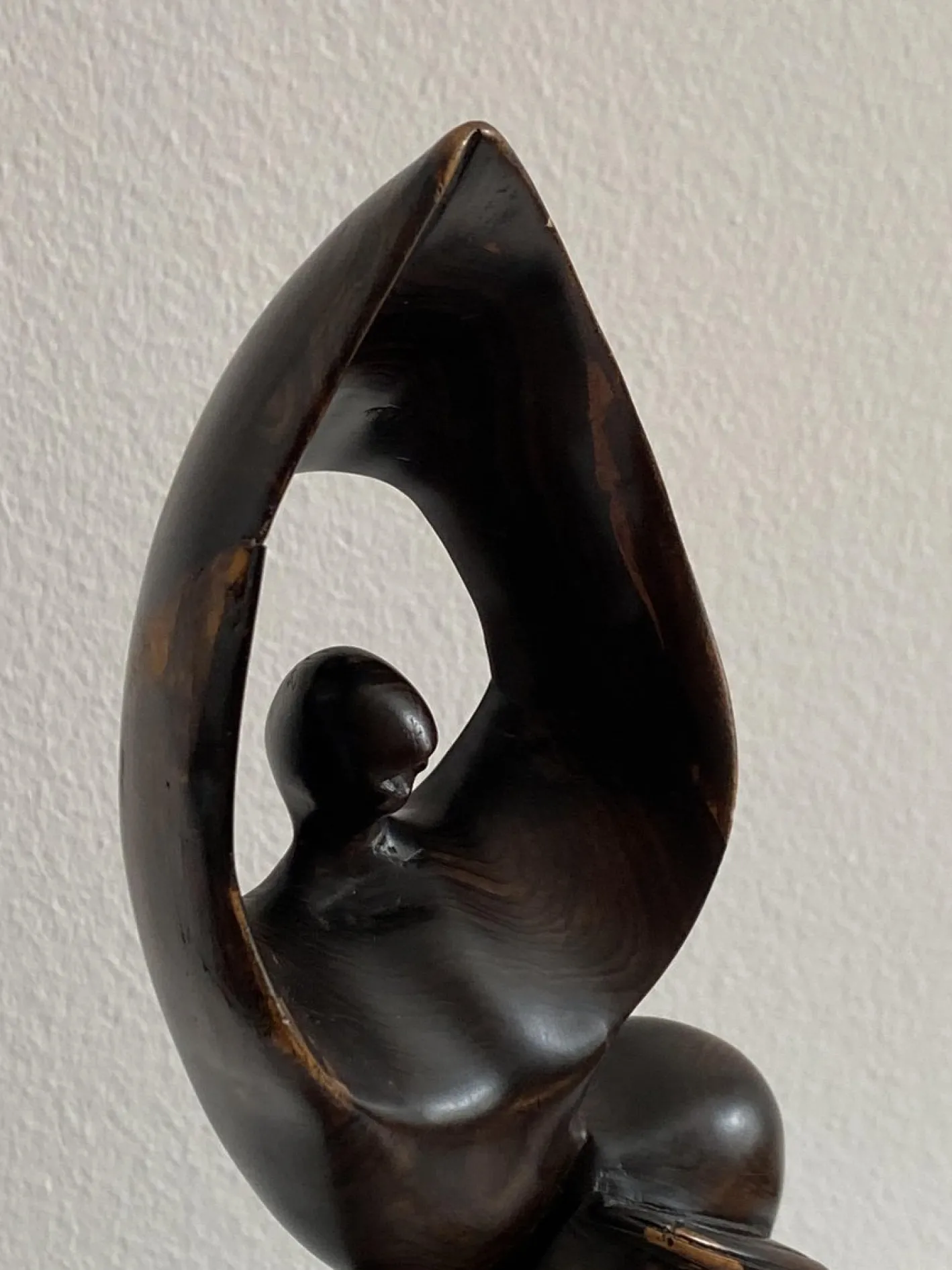 Mid-Century Ebenholz Handbemalte Meerjungfrau Skulptur, 1968