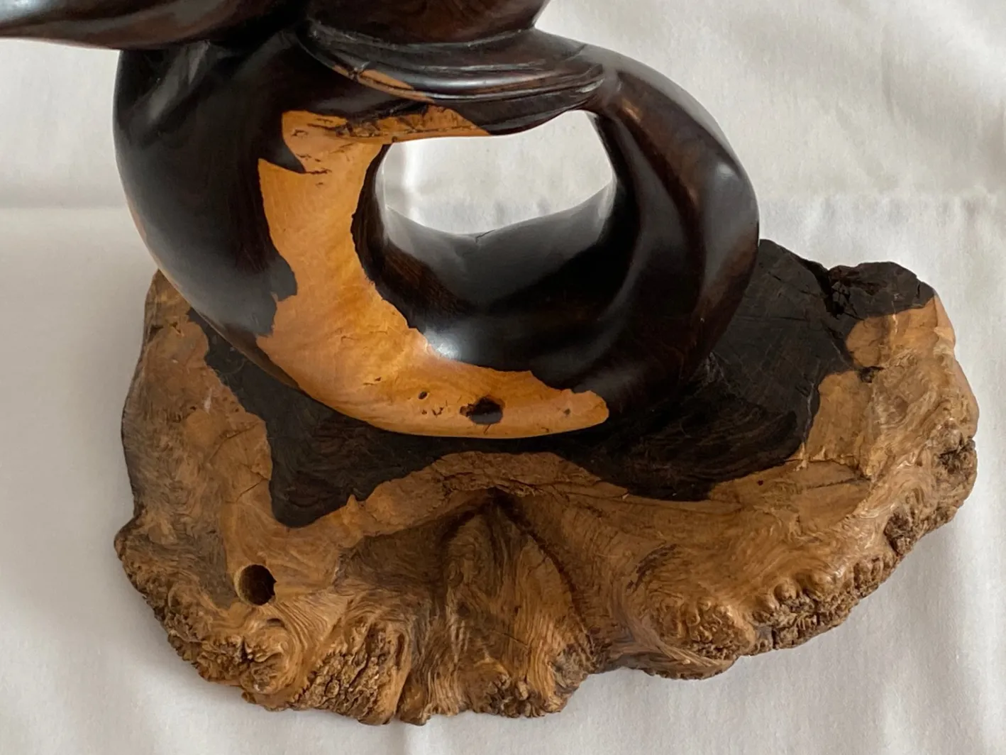 Mid-Century Ebenholz Handbemalte Meerjungfrau Skulptur, 1968