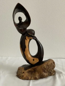 Mid-Century Ebenholz Handbemalte Meerjungfrau Skulptur, 1968