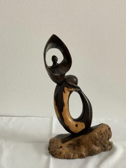 Mid-Century Ebenholz Handbemalte Meerjungfrau Skulptur, 1968