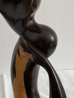 Mid-Century Ebenholz Handbemalte Meerjungfrau Skulptur, 1968