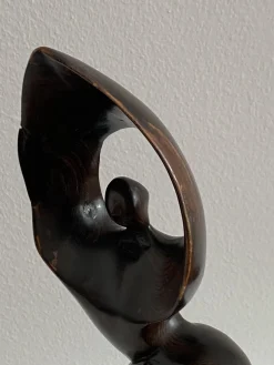 Mid-Century Ebenholz Handbemalte Meerjungfrau Skulptur, 1968