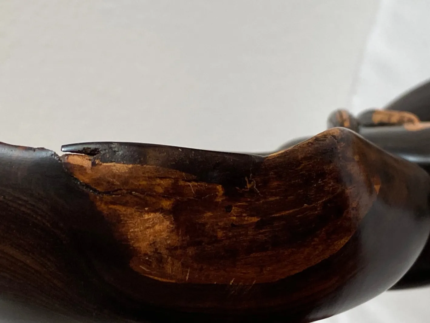 Mid-Century Ebenholz Handbemalte Meerjungfrau Skulptur, 1968
