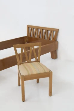 Mid-Century Einzelbett und Stuhl von Ugo Carrà, 1950er, 2er Set