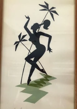 Mid-Century Gemälde auf Papier mit Frauen als Amazonen, Österreich, 1950er, 2er Set
